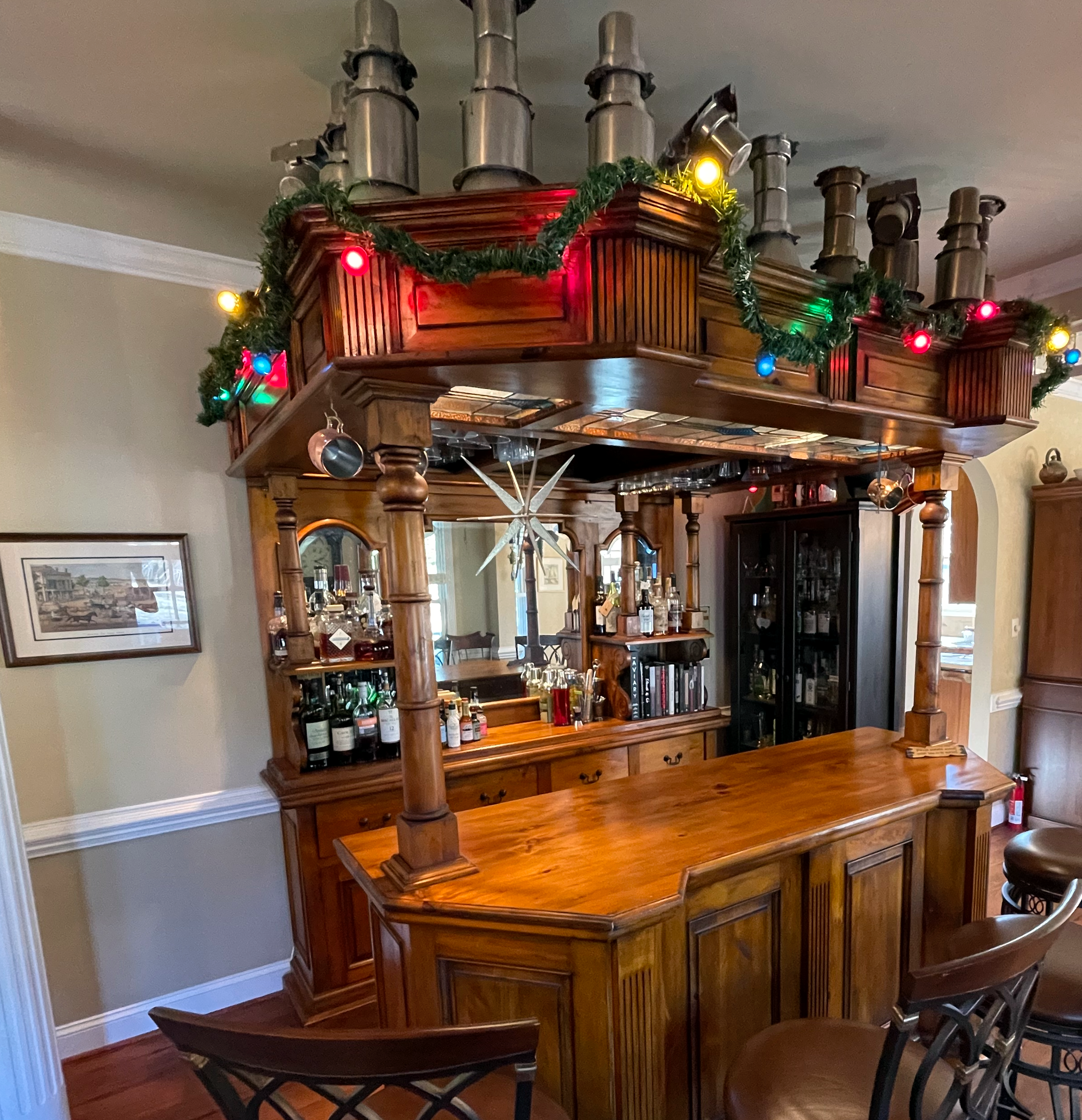 Bar Decorated for Christmas