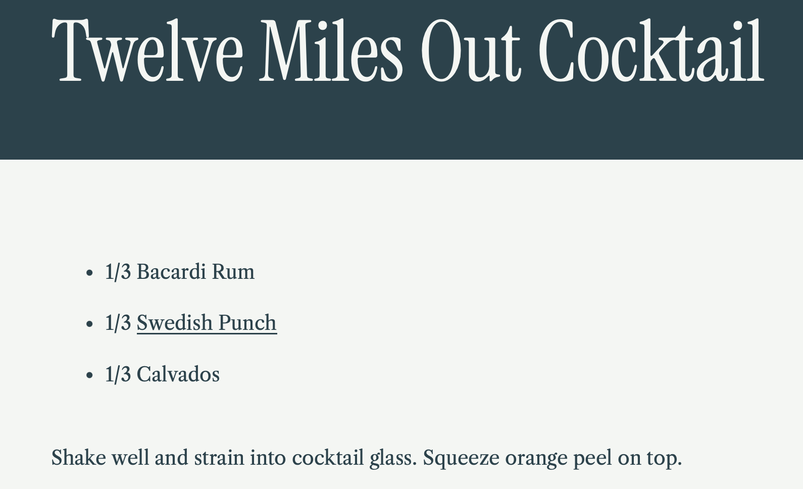 Savoy recipe for Twelve Miles Out